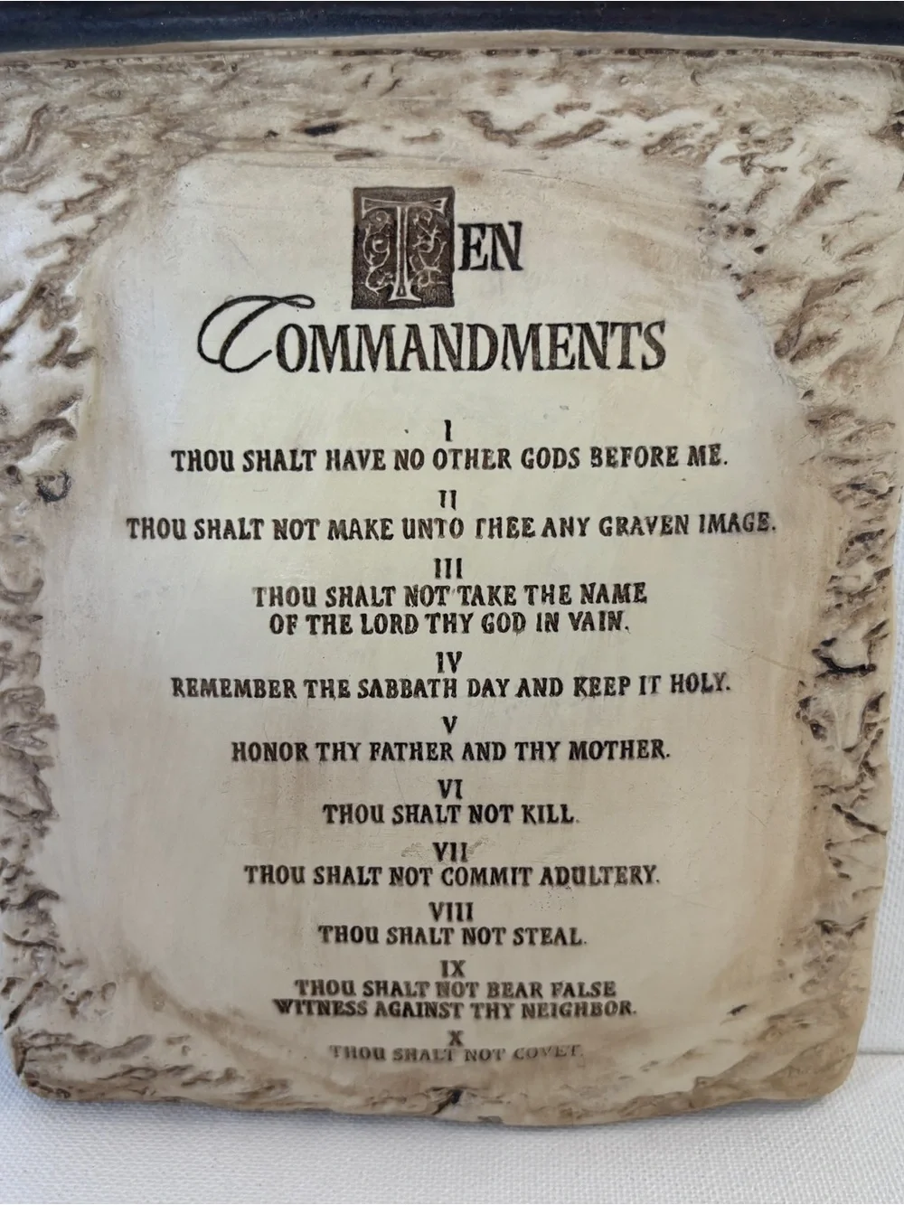 Ten Commandments Wall Art Plaque Scroll Cross Quote Bible Religious Faith Gift